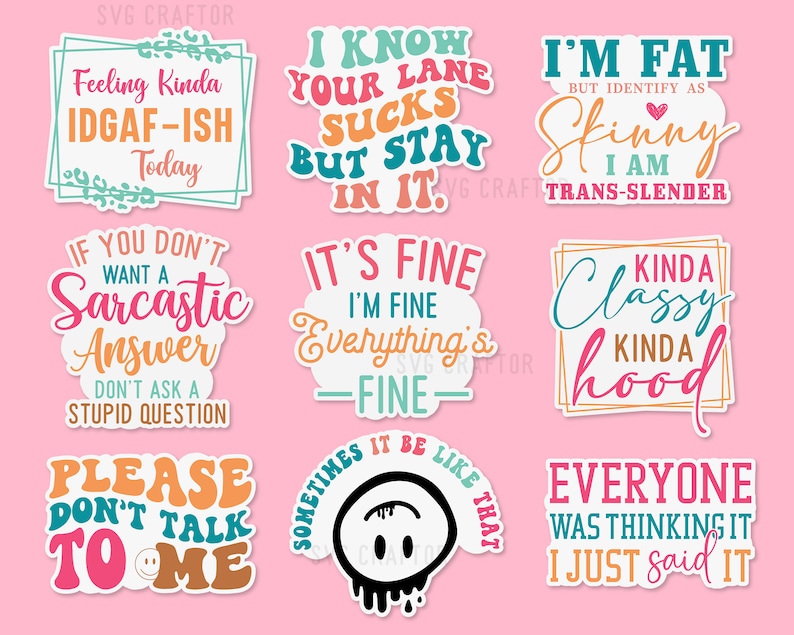 Sarcastische stickerbundel, png-sticker, sarcasme sticker png, grappige afdrukbare sticker, sarcastische citaten sticker, sarcastische svg png, sarcastische svg afbeelding 2