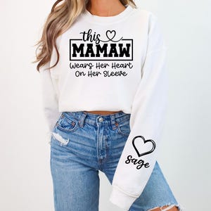 This Mama Wears Her Heart on Her Sleeve Svg, Nana Sleeve Svg, Grandma Sleeve Svg, Custom Kids Names Svg, Mama Heart Svg, Mom Sweatshirt Svg image 14