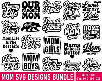 Mom SVG Bundle, Mama & Mini, Mom of Girls, Boys (Digital Download)