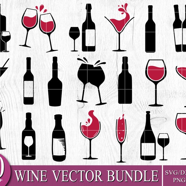 Wine Bottle svg bundle, Wine Cut File, Wine Clipart bundle, Wine Glass SVG bundle, Corkscrew SVG bundle, Drinking bundle, Wine Bottle vector