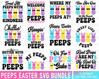 Easter Bunny Peeps SVG Bundle, Kids Shirt Design (Digital Download)