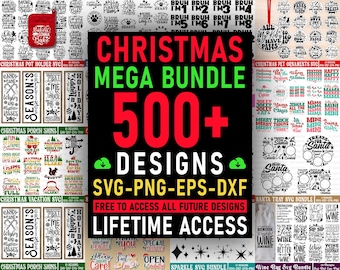 500+ Christmas Mega SVG Designs Bundle: Commercial Use, Lifetime Access (Digital Download)