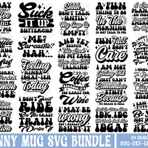 Funny Coffee Mug Svg Bundle: Sarcastic Quotes (Digital Files)