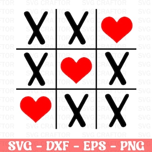 XOXO Valentine SVG: Tic Tac Toe Heart Design (Digital Download)