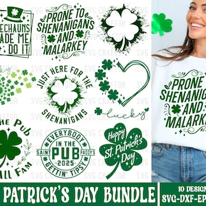 St. Patrick&#39;s Day SVG Bundle: Lucky Clover Designs (Digital Download)