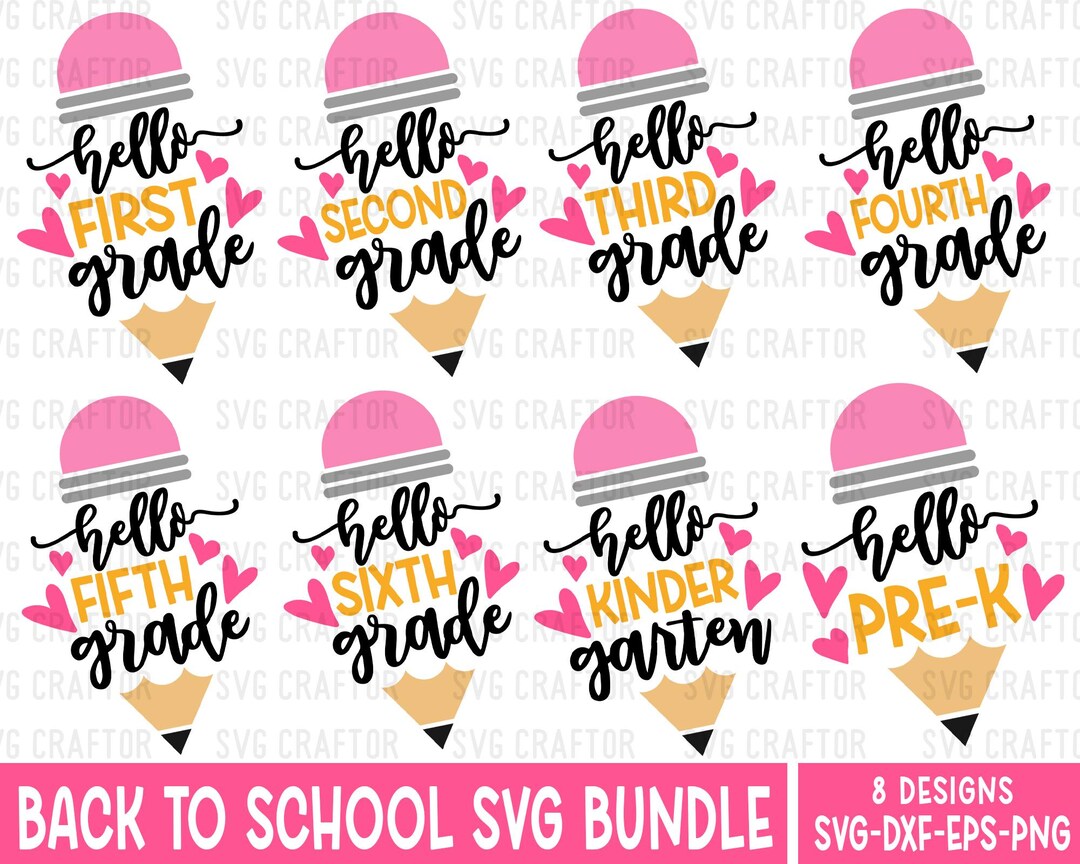 Back to School SVG Bundle: Grade Level Vibes, Pencil Design (digital ...
