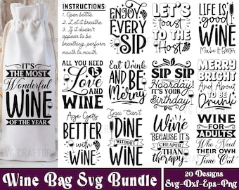 Wine Bag SVG Bundle: Funny Wine Quotes (Digital Files)
