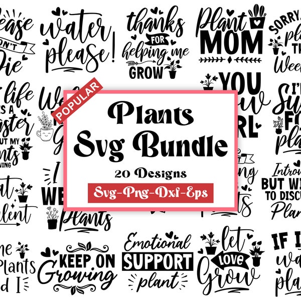 Plant Lover SVG Bundle,Funny Plant svg, Plant Quotes Svg, houseplant svg, Plant Mom Svg, plant pot svg, garden quote svg, Plant svg design