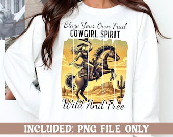 PNG-bestand retro cowgirl: western shirtontwerp (digitale download)