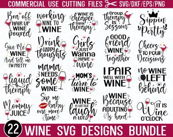 Wine Quotes SVG Bundle: Tumbler & Shirt Designs (Digital Download)