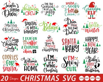 SVG-bundel kerstbord: vakantieontwerpen (digitale download)