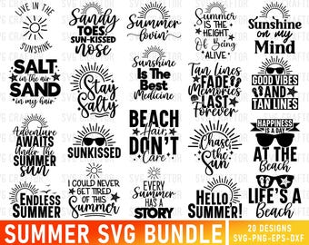 Summer SVG Bundle, Beach Vacation Quotes, Cricut Shirt Design (Digital Download)