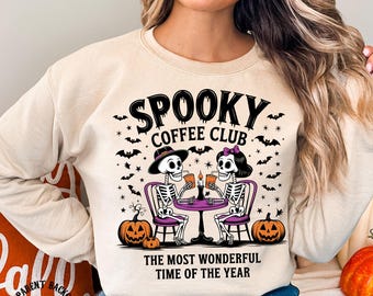 Spooky Coffee Club PNG: Halloween T-Shirt Design (Digital Download