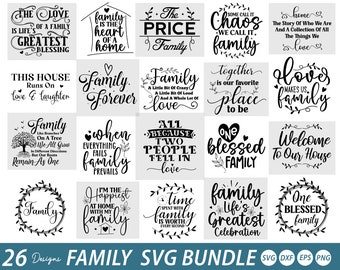 Ensemble familial SVG, svg de signe mural famille, signe maison svg, lot de citations famille SVG, signe de famille, svg de décoration intérieure, SVG de famille, svg de signe de ferme