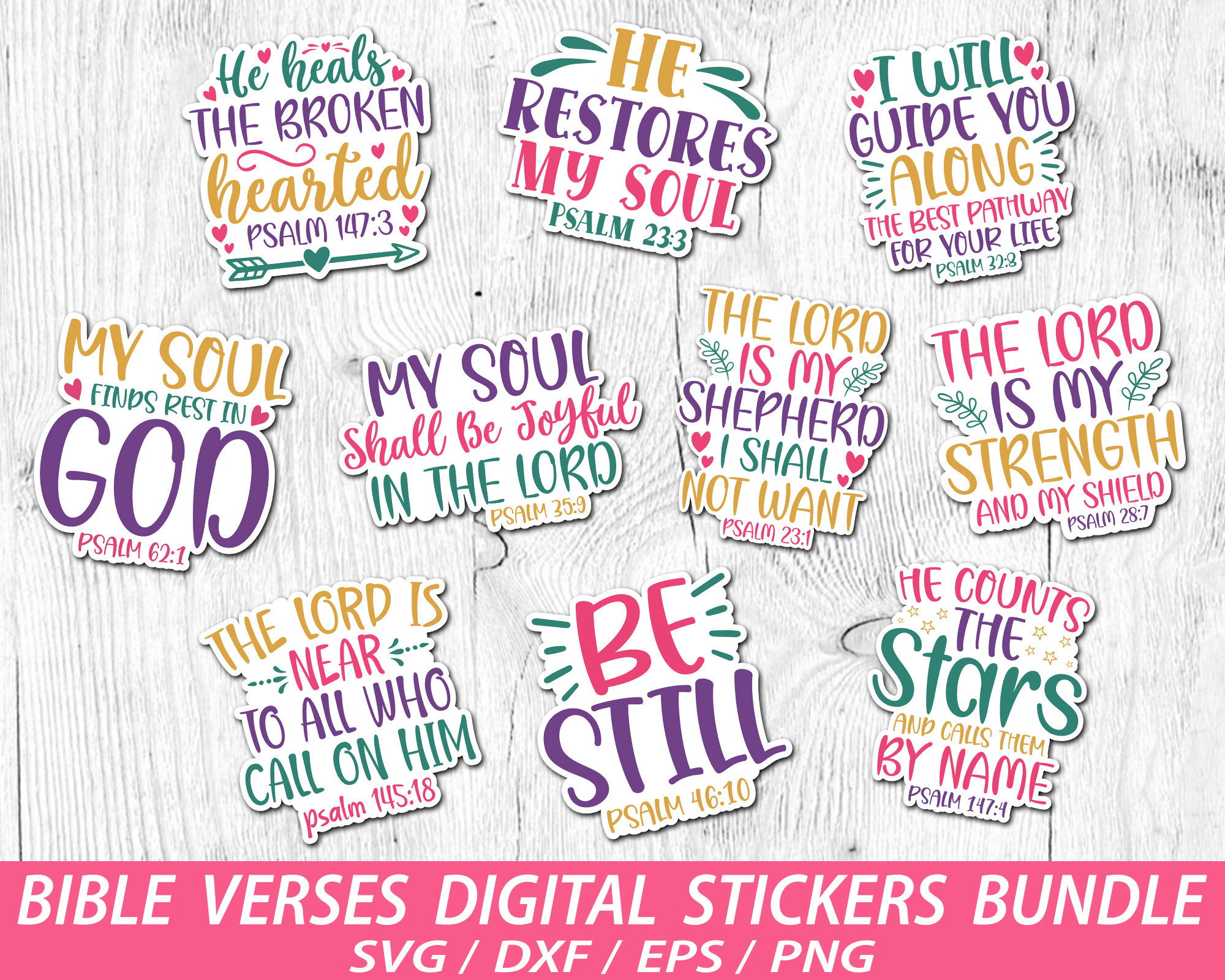Christian Stickers Bundle Svg, Bible Digital Sticker Svg