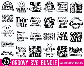 Groovy Retro SVG Bundle: Projekty boho hippie (do pobrania cyfrowego)