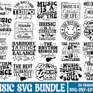Paquete Svg de Amante de la Música, Paquete Svg de Música, Svg Musical, Camisetas para Amantes de la Música, Svg de Citas Musicales, Svg de Citas Musicales Retro, SvgCraftor, Paquete Svg