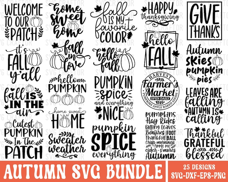 Autumn SVG Bundle: Fall Cricut and Silhouette Files (digital Download ...