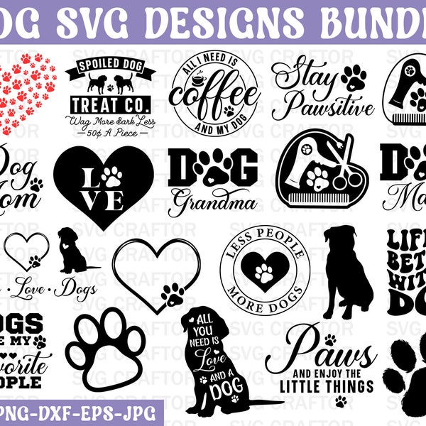Dog Svg Bundle, Dog svg, Dog T-shirt Designs, Dog Paw Print, Dog Typography SVG, Dog Quotes SVG, Dog svg Cut file, Dog Designs, Svg Cut File