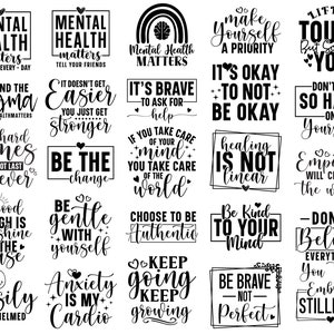 Mental Health SVG Bundle: Inspirational Positive Designs (digital ...