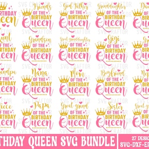 Birthday Queen SVG Bundle: Family Matching Designs (Digital Download)