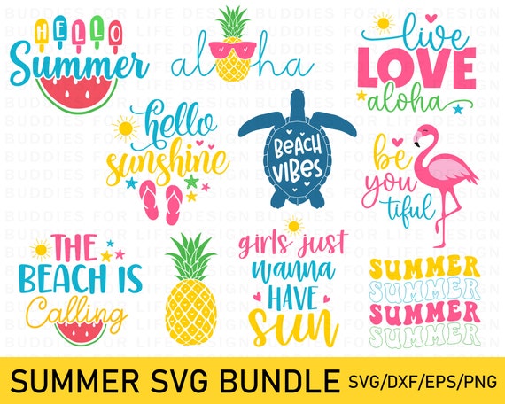 Summer SVG Bundle: Beach Vibes, Aloha Designs (Digital Download)