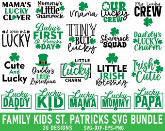Family St. Patrick's Day SVG Bundle, Lucky Shamrock Cut Files (Digital Download)