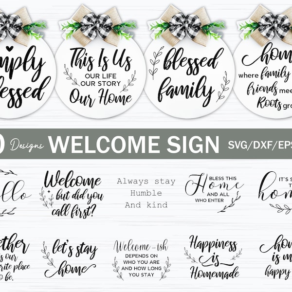 Funny Round Welcome Sign SVG Bundle: Farmhouse Door Hanger (Digital Download)