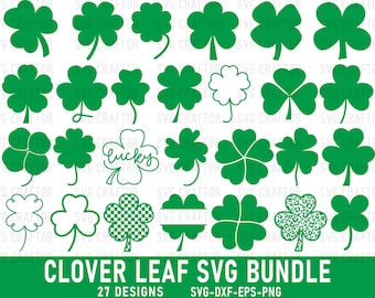 Shamrock Clover SVG Bundle, St Patrick's Day Irish Clipart (Digital Files)