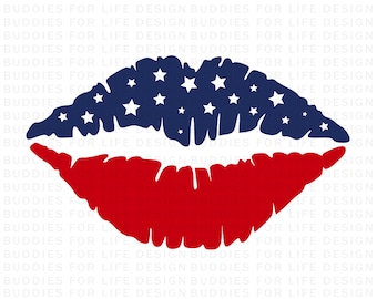 Patriotic Lips SVG: 4th of July Kiss USA Design (Digital Download)