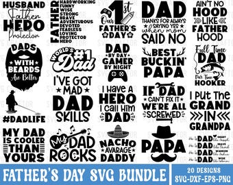 Vaderdag SVG-bundel: vader T-shirtontwerpen, Cricut-bestand (digitale download)
