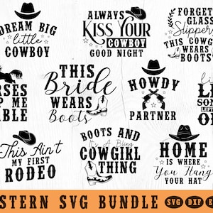 Western SVG Bundle: Cowboy, Cowgirl Designs (Digital Download)
