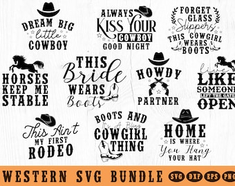 Western SVG Bundle: Cowboy, Cowgirl Designs (Digital Download)