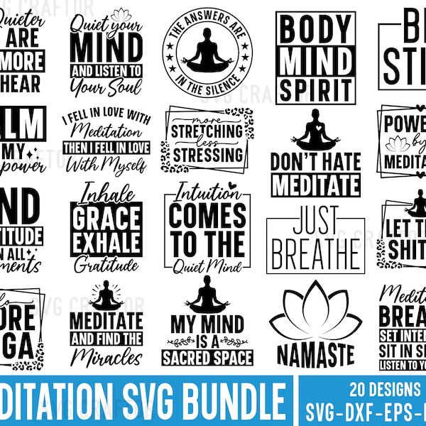 Meditation svg bundle, Yoga SVG Bundle, Meditation svg, Yoga Quotes SVG, Meditation Quotes svg, Yoga Pose Svg, Namaste svg, Motivational SVG