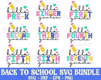 Back To School SVG Bundle: Pre-K to Teacher Designs (Digital Download)