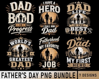 Father's Day Dad Quotes PNG Bundle | Funny Sayings Shirt Design (Digital Download)