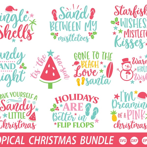 Tropical Christmas SVG Bundle, Coastal and Beach Christmas, Christmas, Summer Christmas, Beach Christmas, sandy svg,sea sun svg,Tropical svg