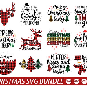 Buffalo Plaid Christmas SVG Bundle: Winter Designs (Digital Download)