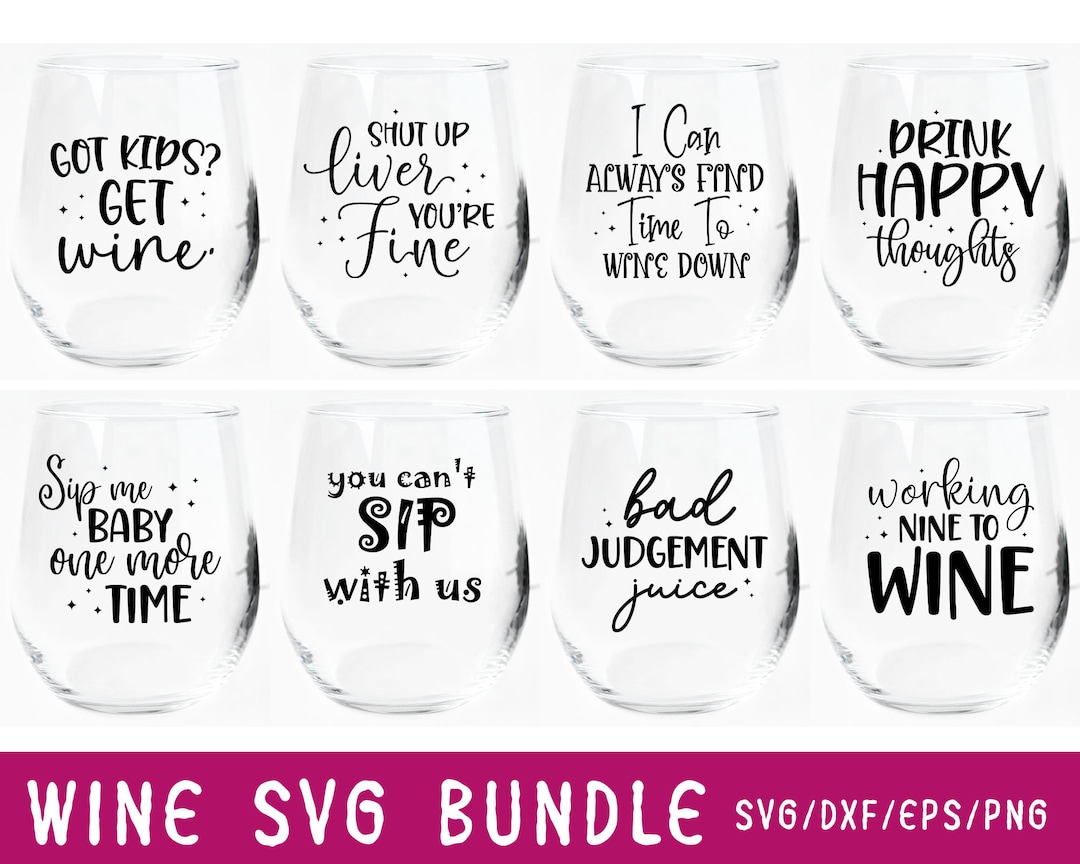 Wine Quotes SVG Bundle: Funny Sarcastic Clipart (digital Download) - Etsy, image size:1080x864