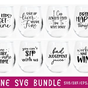 Wine Svg Bundle, Wine Quotes Svg, Alcohol Svg Bundle, Drink Svg, Wine Quotes, Funny Quotes, Sassy Sarcastic Wine Svg Png Dxf Eps Clipart