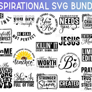Inspirational Quotes SVG Bundle: Motivational Sayings (Digital Download)
