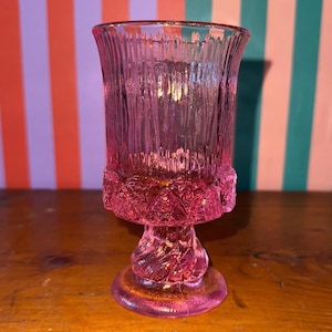 Vaso vintage Fostoria Sorrento para té helado rosa / Elegante vaso de la década de 1960 / Patrón texturizado / Fostoria coleccionable / Copa con pie