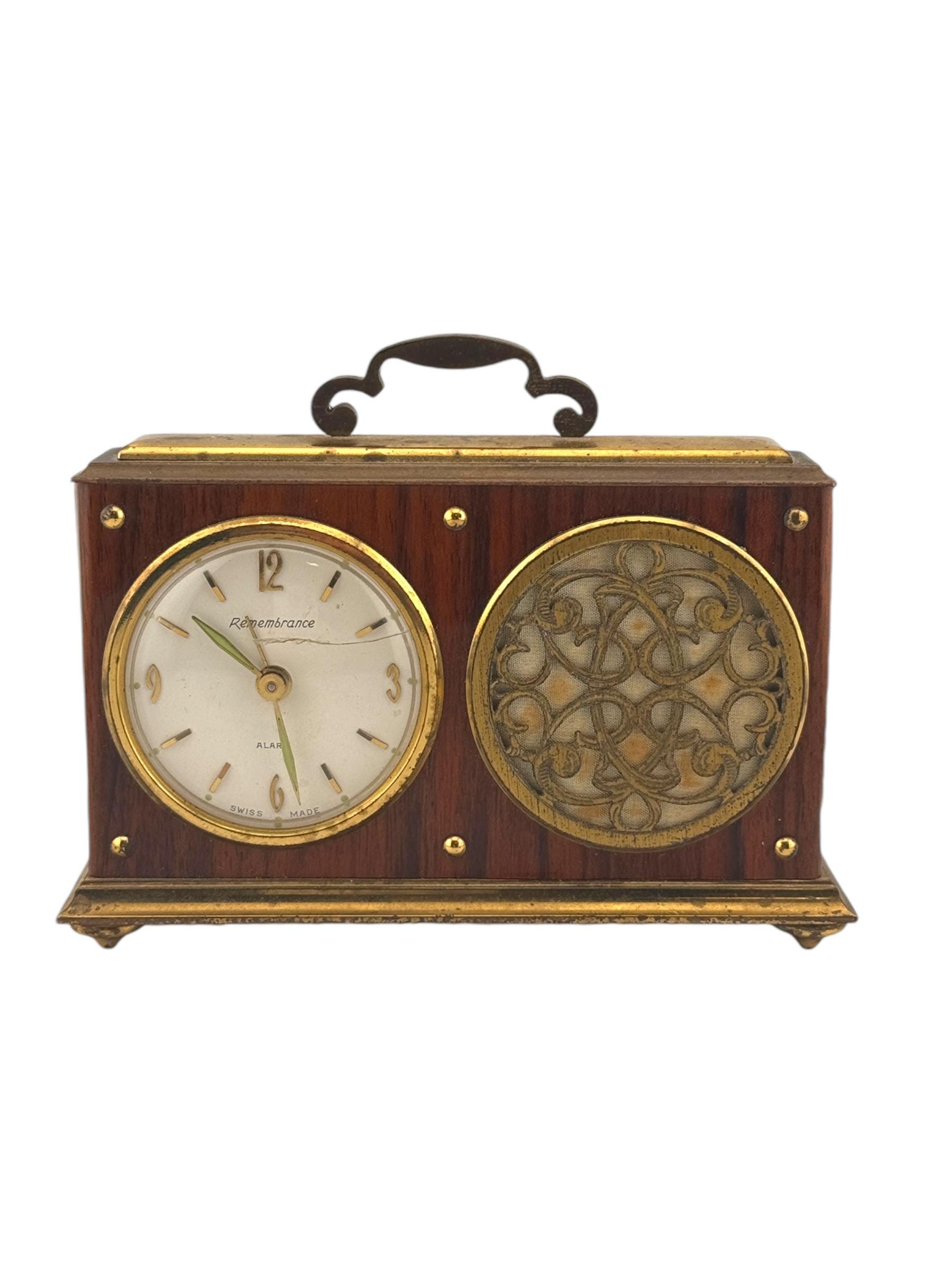 SWISS MADE 機械式 真鍮スケルトン 球型 置時計 アンティーク レトロ