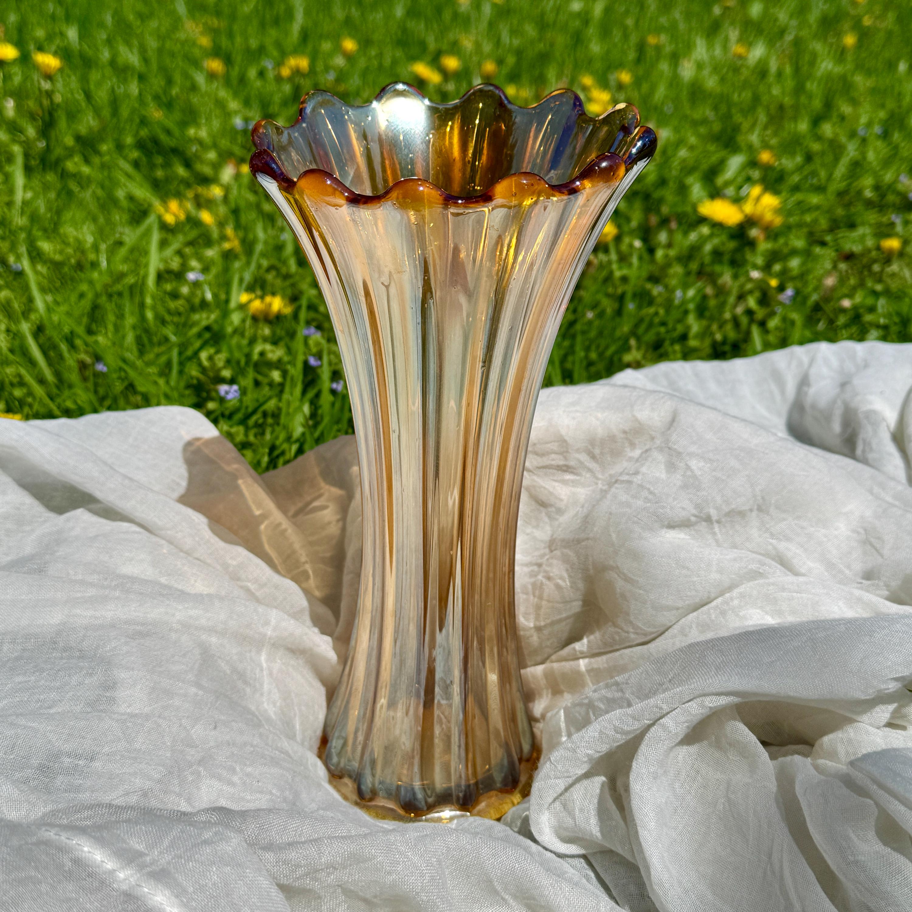 Fenton Carnival Glass Marigold Vase - Etsy