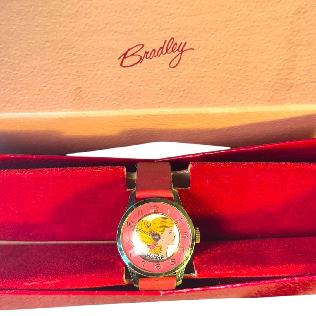 Vintage 1960s Barbie Wristwatch by Bradley | Coral Leather 