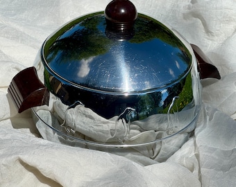 Vintage West Bend Penguin Hot & Cold Server - Mid Century Art Deco Ice Bucket - Chrome + Tortoiseshell Bakelite - 1950s Cocktail Barware