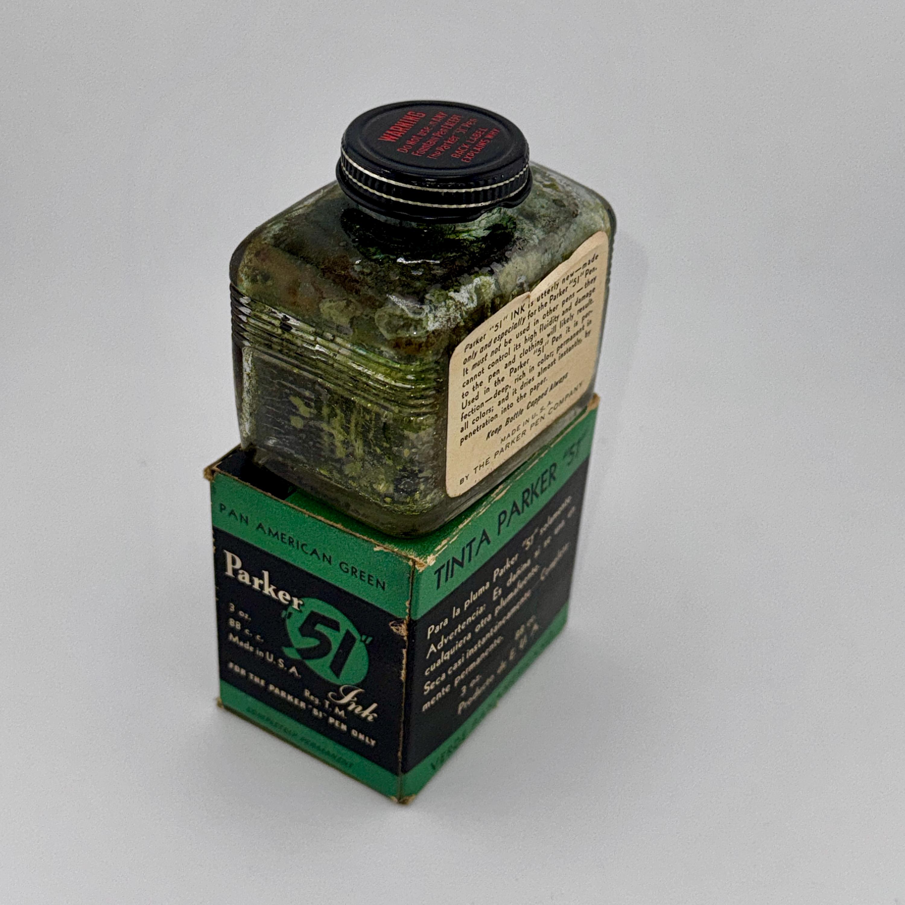 Vintage Parker 51 Ink Bottle – Pan American Green, 1940s Display