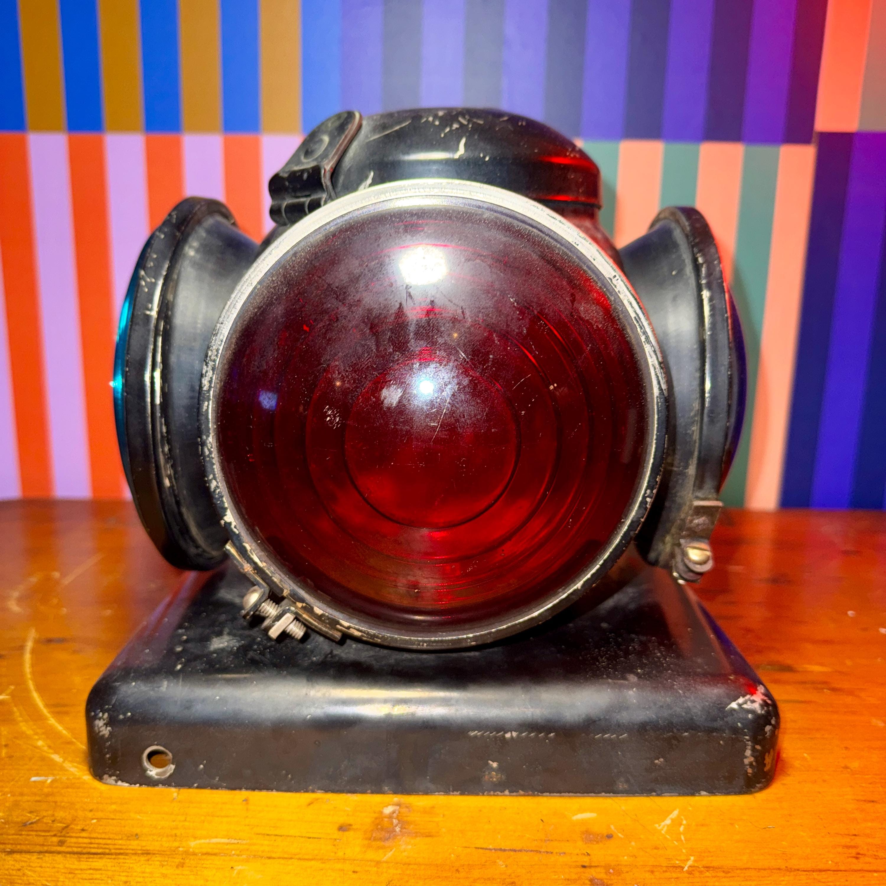 Vintage ADLAKE Railroad Signal Lantern – Quad Fresnel Lens Switch