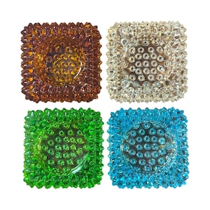 Vintage Fenton Hobnail Salt Cellar Dishes (Set of 4) - Blue, Amber, Green, Clear - Mid-Century Glassware