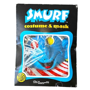 1980s Ben Cooper Smurf Halloween Costume with Mask and Original Box